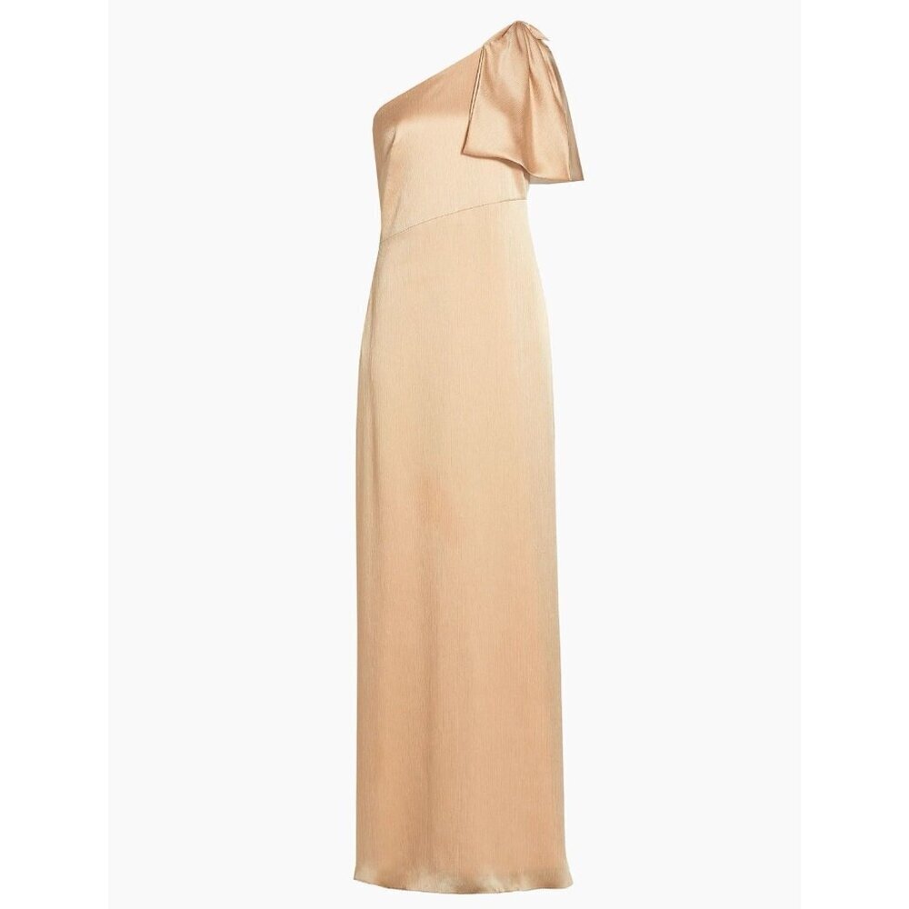 Sachin & Babi Chelsea Crinkle Satin One-Shoulder Gown 18W NWTs‎ $185 Champagne